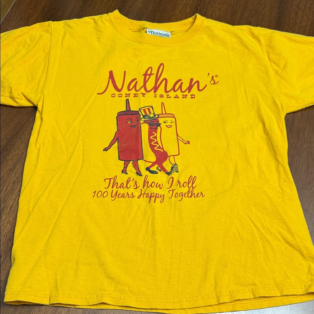 Nathan‘s Coney Island hot dog youth T-Shirt-L